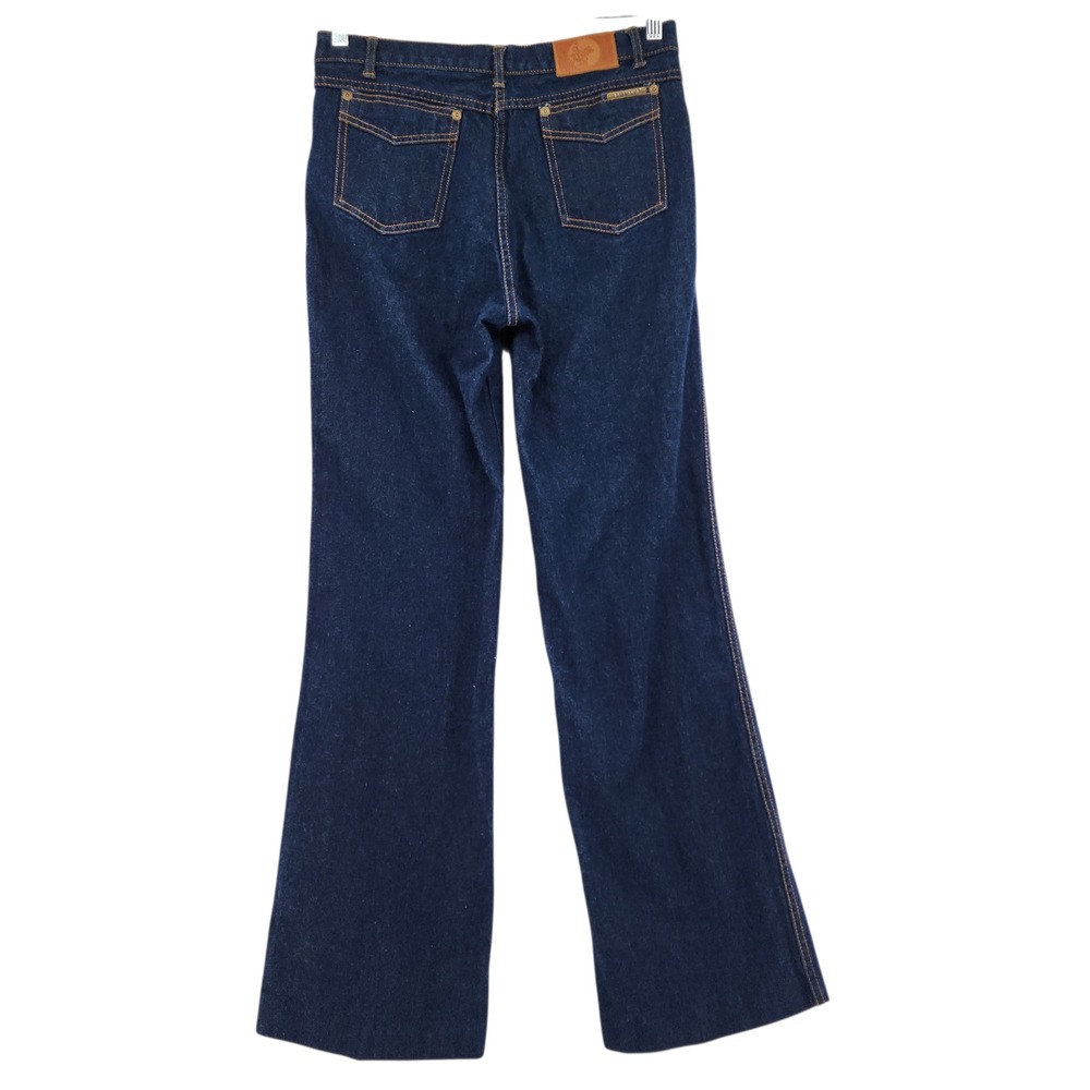 Vtg 80s Brittania Bootcut Jeans 33L 30x33 Women Dark Blue‎ Rigid Denim Hong Kong